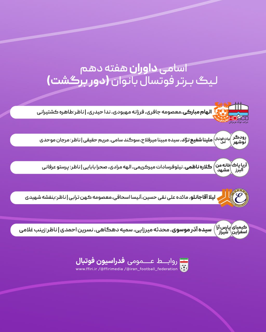 اسامی داوران لیگ برتر فوتسال بانوان