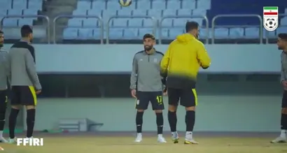 تمرين با نشاط ملى پوشان فوتبال ايران در سئول