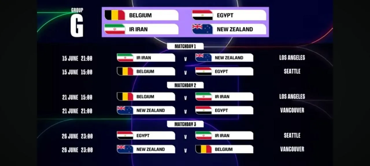 اعلام زمان و مکان بازی‌های تیم ملی فوتبال ایران در مرحله گروهی جام جهانی ۲۰۲۶