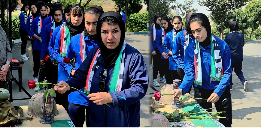 ادای احترام ملی‌پوشان نوجوانان و فوتسال بانوان به شهدای دفاع مقدس
