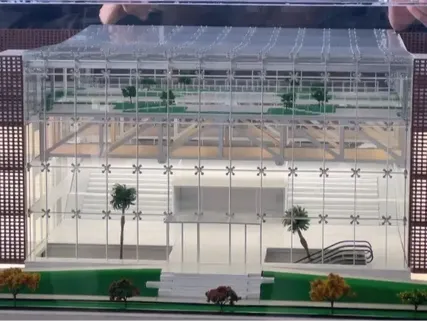 The construction phase of the Football Federation building in the National Center